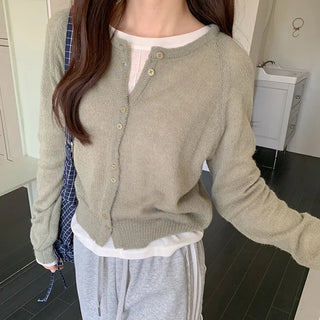 Edri Mohair Raglan Long Sleeve Cardigan