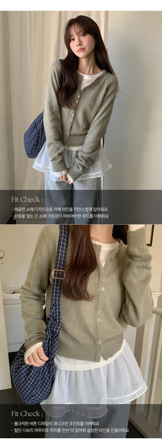 Edri Mohair Raglan Long Sleeve Cardigan