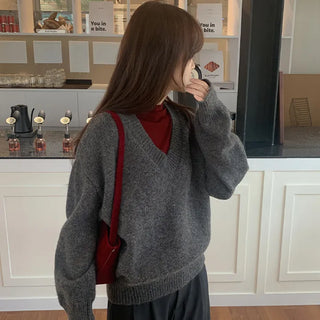 Morinen Loose Fit V Neck Long Sleeve Knit