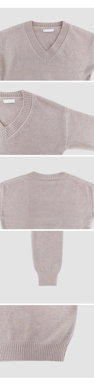 Morinen Loose Fit V Neck Long Sleeve Knit