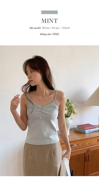 Litobin Shirred V neck Sleeveless Top