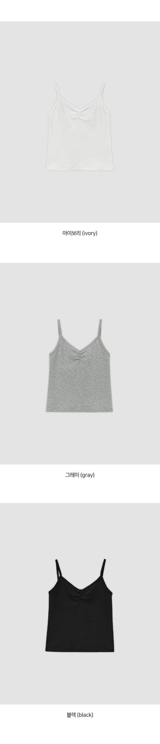 Litobin Shirred V neck Sleeveless Top
