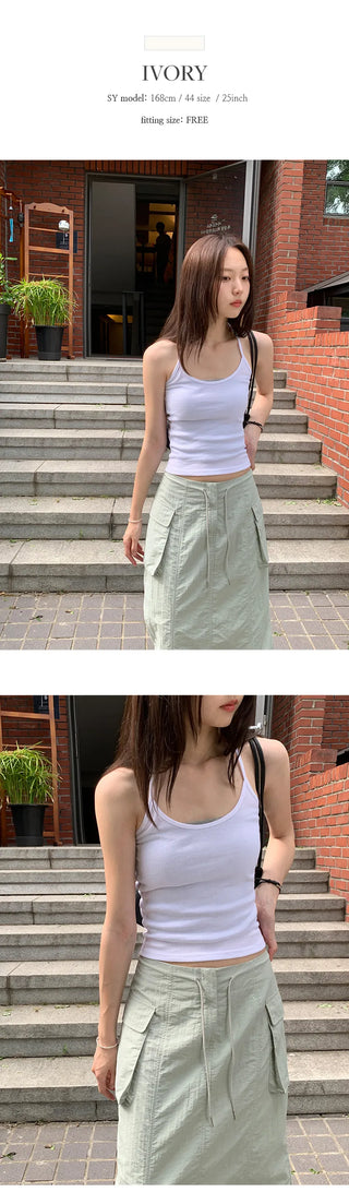 Odenne Ribbed Halter Neck Slim Sleeveless Top
