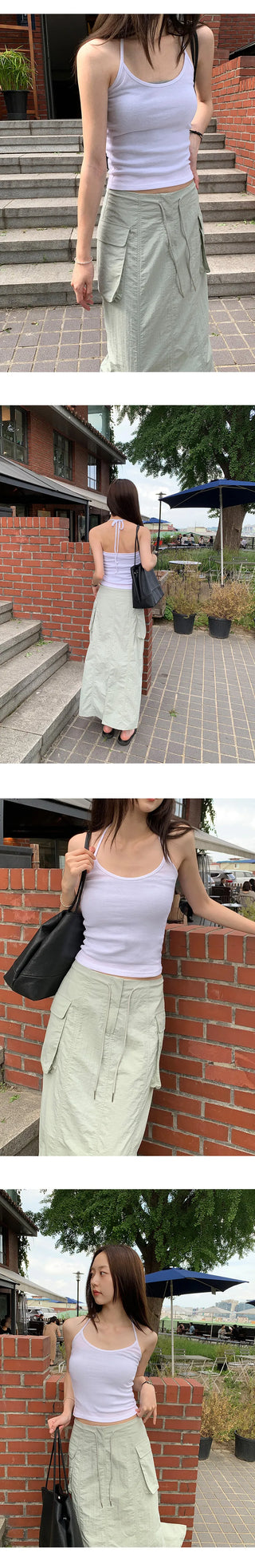 Odenne Ribbed Halter Neck Slim Sleeveless Top