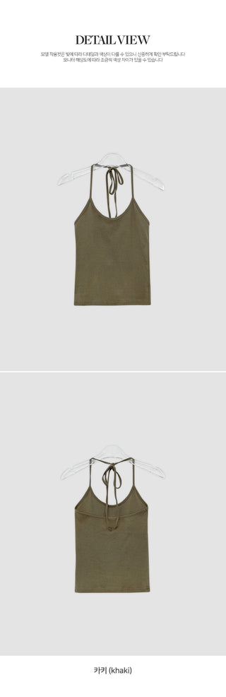 Odenne Ribbed Halter Neck Slim Sleeveless Top