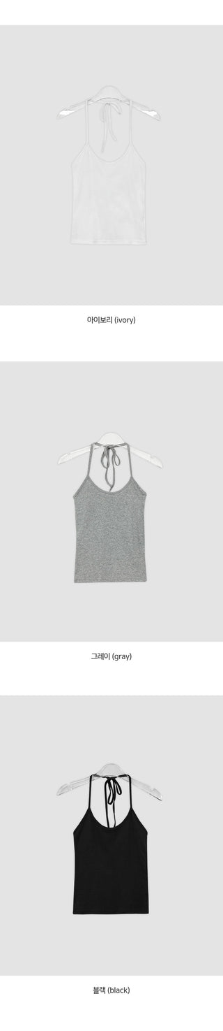 Odenne Ribbed Halter Neck Slim Sleeveless Top