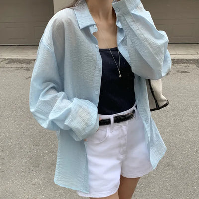 Cheki Tencel Wrinkle Loose Fit Long Sleeve Shirt
