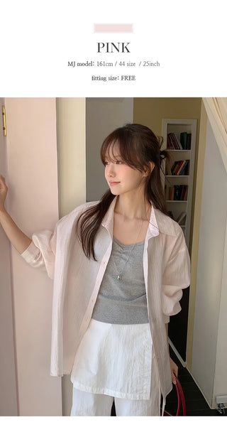Cheki Tencel Wrinkle Loose Fit Long Sleeve Shirt