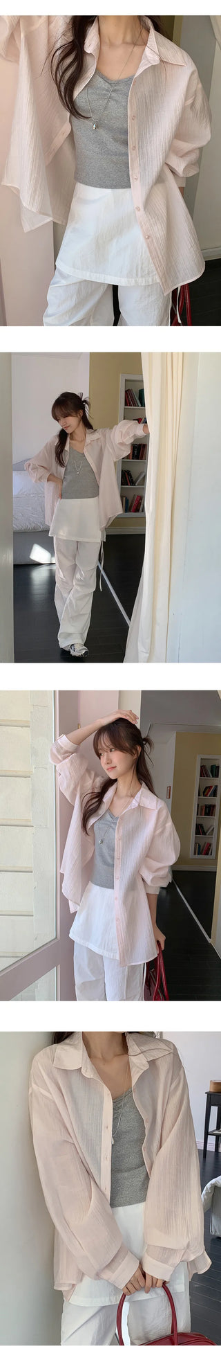 Cheki Tencel Wrinkle Loose Fit Long Sleeve Shirt