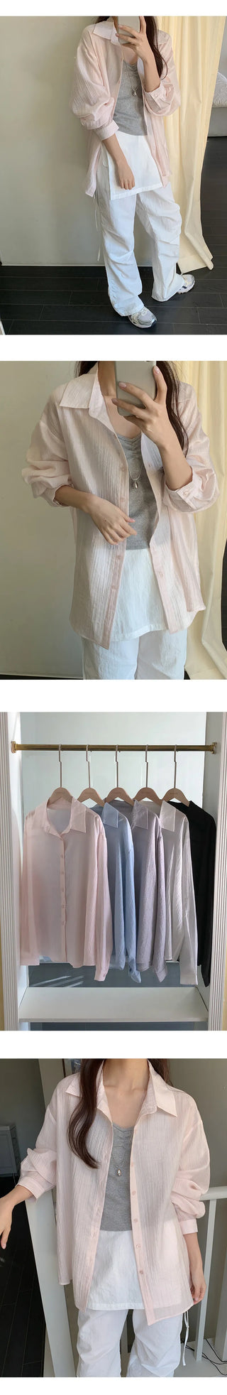 Cheki Tencel Wrinkle Loose Fit Long Sleeve Shirt
