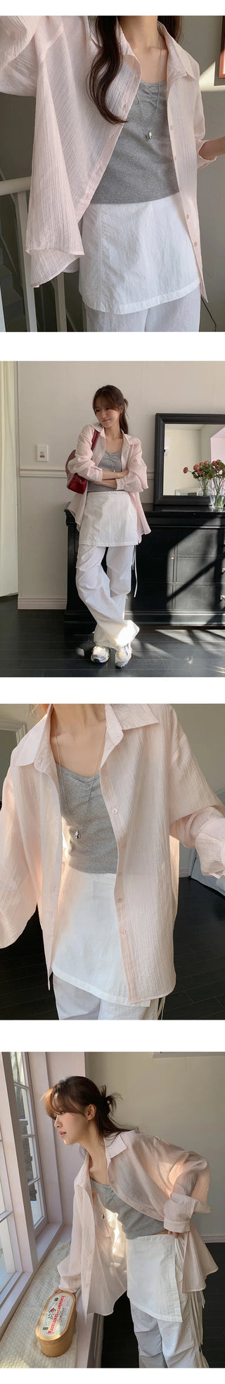 Cheki Tencel Wrinkle Loose Fit Long Sleeve Shirt
