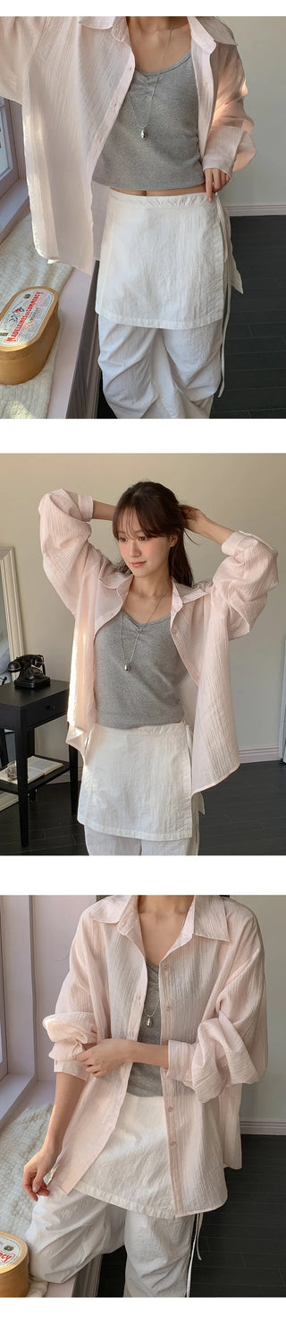 Cheki Tencel Wrinkle Loose Fit Long Sleeve Shirt