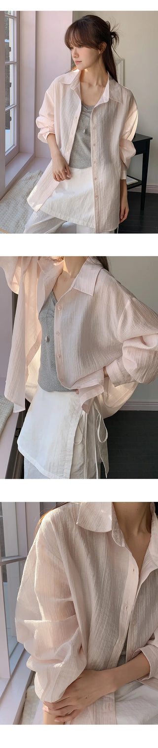 Cheki Tencel Wrinkle Loose Fit Long Sleeve Shirt