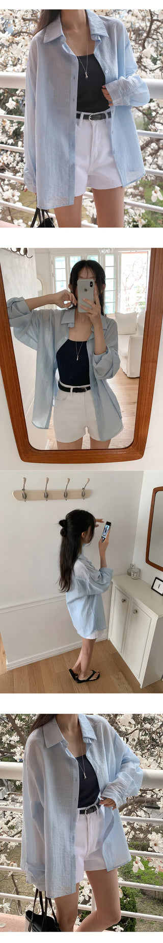 Cheki Tencel Wrinkle Loose Fit Long Sleeve Shirt