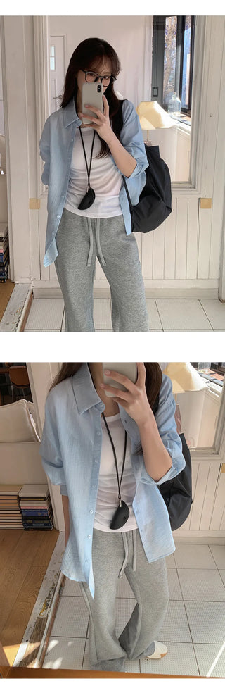 Cheki Tencel Wrinkle Loose Fit Long Sleeve Shirt