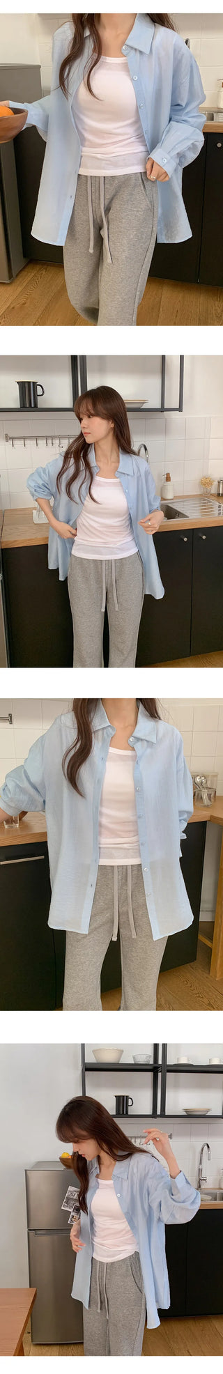Cheki Tencel Wrinkle Loose Fit Long Sleeve Shirt