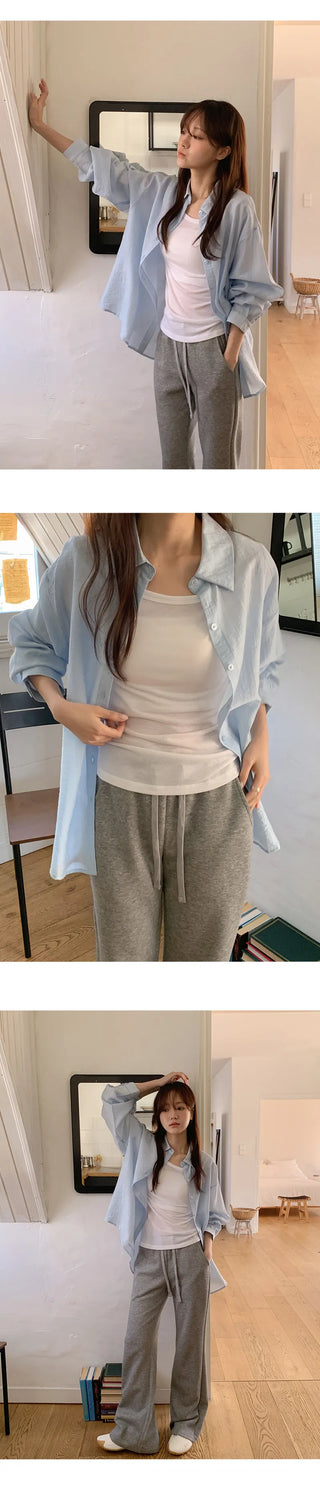 Cheki Tencel Wrinkle Loose Fit Long Sleeve Shirt