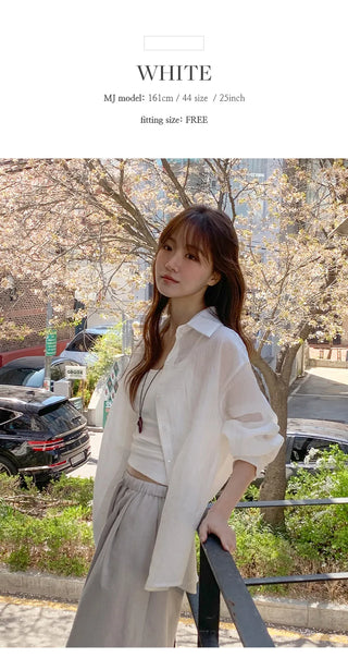Cheki Tencel Wrinkle Loose Fit Long Sleeve Shirt