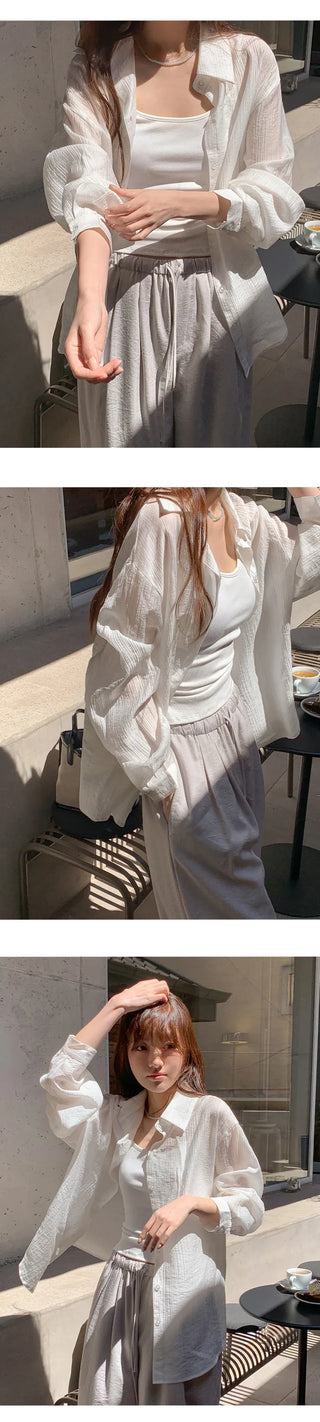 Cheki Tencel Wrinkle Loose Fit Long Sleeve Shirt
