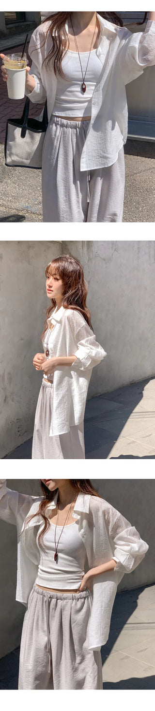 Cheki Tencel Wrinkle Loose Fit Long Sleeve Shirt