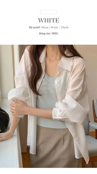 Cheki Tencel Wrinkle Loose Fit Long Sleeve Shirt