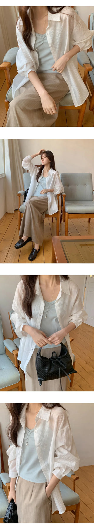 Cheki Tencel Wrinkle Loose Fit Long Sleeve Shirt