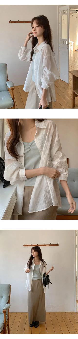 Cheki Tencel Wrinkle Loose Fit Long Sleeve Shirt