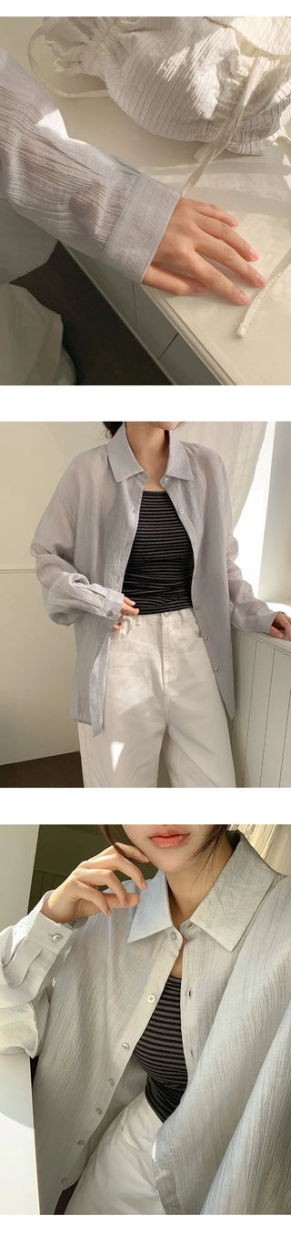 Cheki Tencel Wrinkle Loose Fit Long Sleeve Shirt