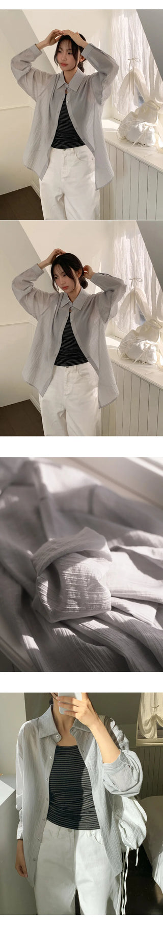 Cheki Tencel Wrinkle Loose Fit Long Sleeve Shirt