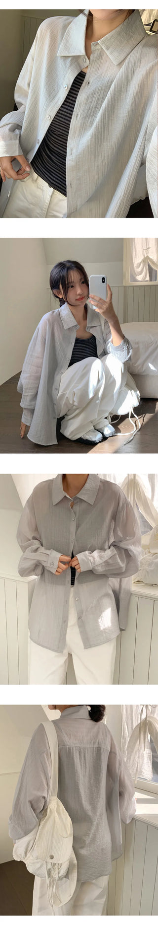 Cheki Tencel Wrinkle Loose Fit Long Sleeve Shirt
