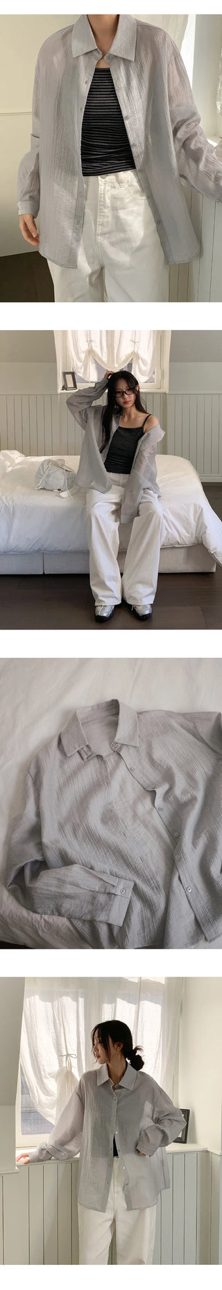 Cheki Tencel Wrinkle Loose Fit Long Sleeve Shirt