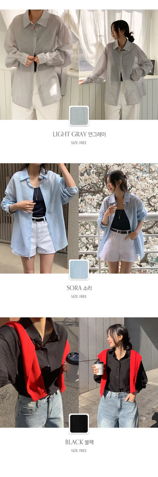 Cheki Tencel Wrinkle Loose Fit Long Sleeve Shirt
