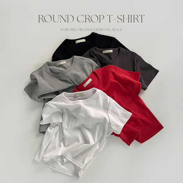 Lovet Round Crop Short Sleeve T shirt