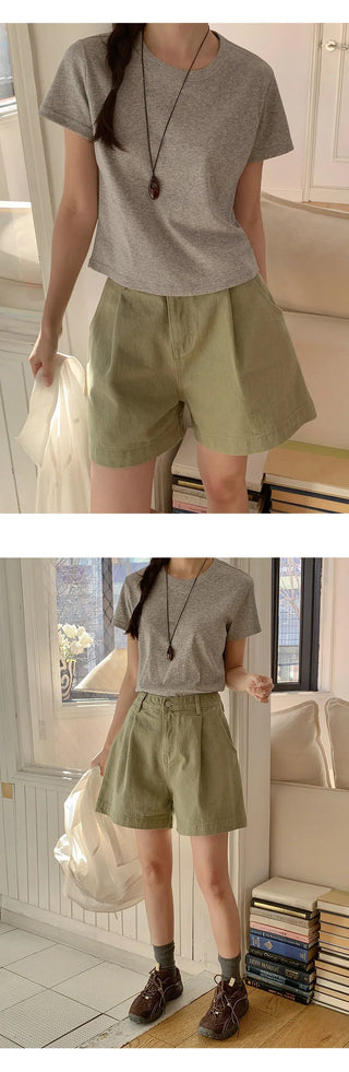 Lovet Round Crop Short Sleeve T shirt
