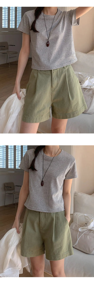 Lovet Round Crop Short Sleeve T shirt