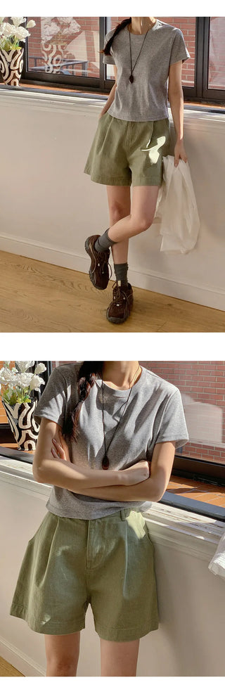 Lovet Round Crop Short Sleeve T shirt