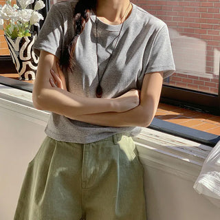 Lovet Round Crop Short Sleeve T shirt