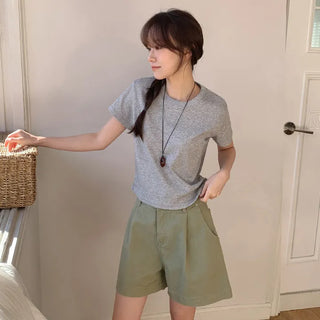 Lovet Round Crop Short Sleeve T shirt