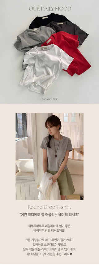 Lovet Round Crop Short Sleeve T shirt
