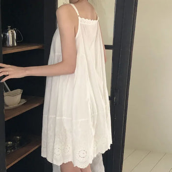 Moss Pintuck Lace Punching Sleeveless Mini Dress