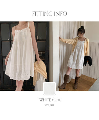 Moss Pintuck Lace Punching Sleeveless Mini Dress