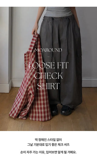 Denuan Loose Fit Check Long Sleeve Shirt