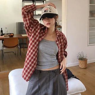 Denuan Loose Fit Check Long Sleeve Shirt