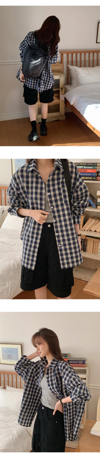 Denuan Loose Fit Check Long Sleeve Shirt