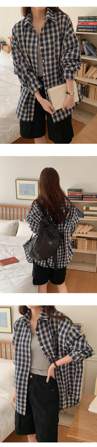 Denuan Loose Fit Check Long Sleeve Shirt