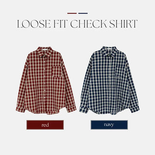 Denuan Loose Fit Check Long Sleeve Shirt