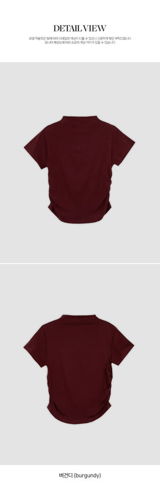 Nient Half Neck Shirred Drape Short Sleeve T Shirt