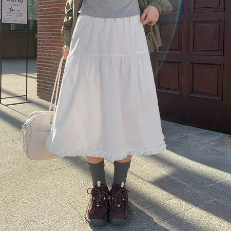 Keropin Frill Elastic Long Skirt