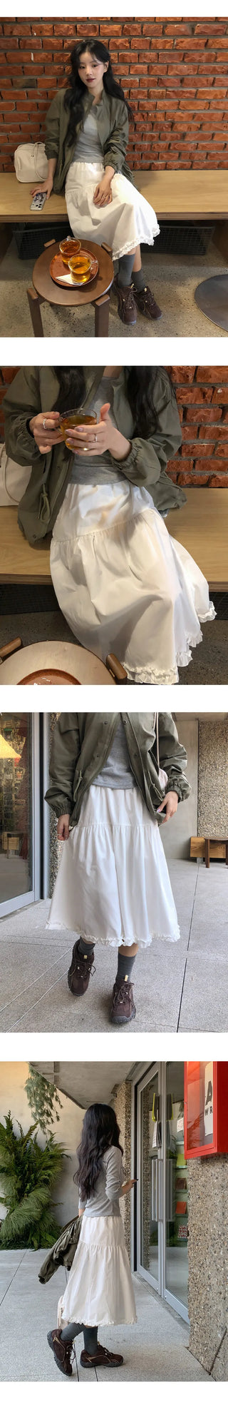 Keropin Frill Elastic Long Skirt