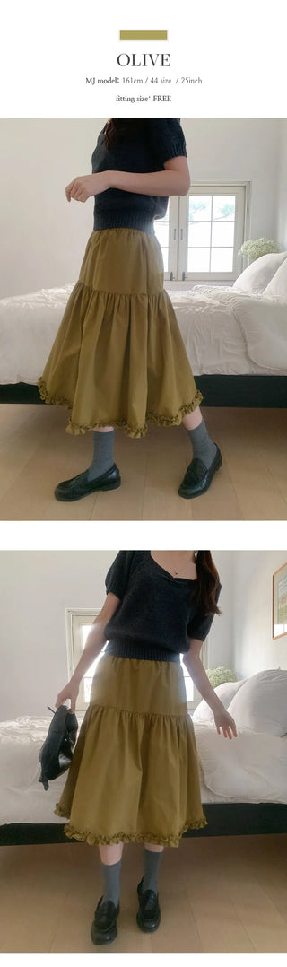 Keropin Frill Elastic Long Skirt